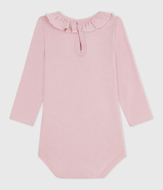 Baby-Body mit Kragen aus einfarbiger Baumwolle rosa JOLI