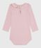 Baby-Body mit Kragen aus einfarbiger Baumwolle rosa JOLI