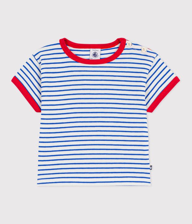 Kurz&auml;rmeliges Baby-T-Shirt aus Baumwolle mit Streifen blau/blau