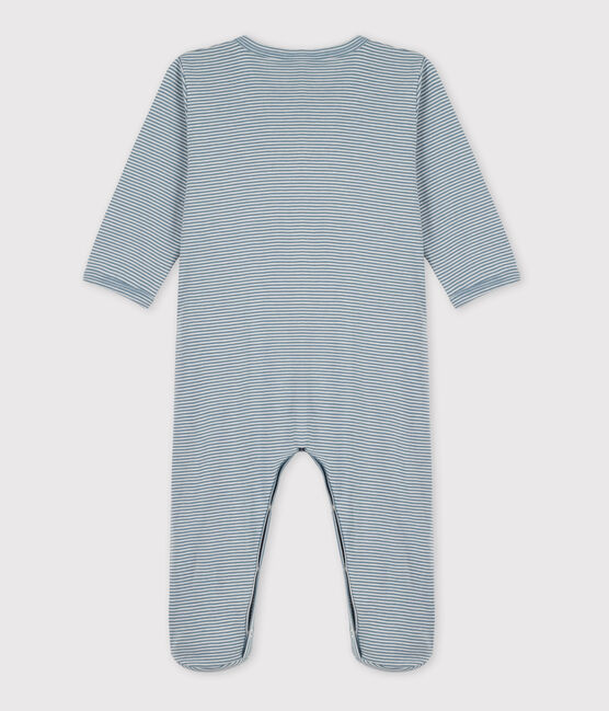 Baby-Strampler aus Baumwolle mit Ringelstreifen. blau ROVER/weiss MARSHMALLOW