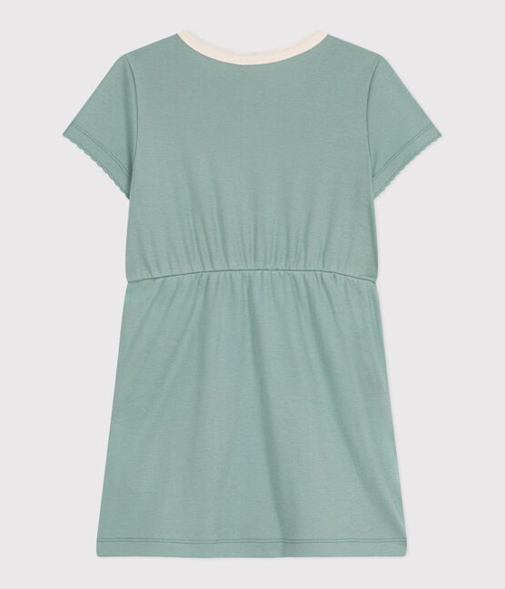 Kurzärmeliges Kinder-Kleid aus einfarbiger Baumwolle  grün PAUL