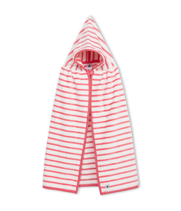Baby-Badecape aus Frottee, Unisex weiss/rosa