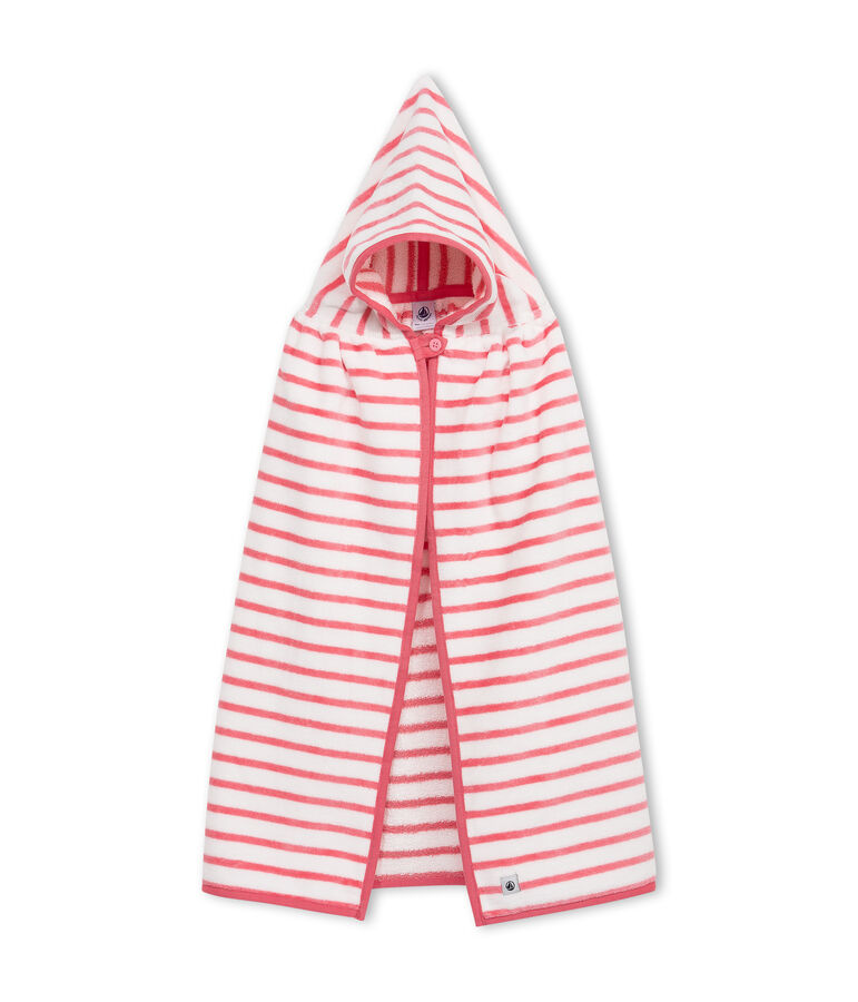 Baby-Badecape aus Frottee, Unisex weiss LAIT/rosa MERVEILLE