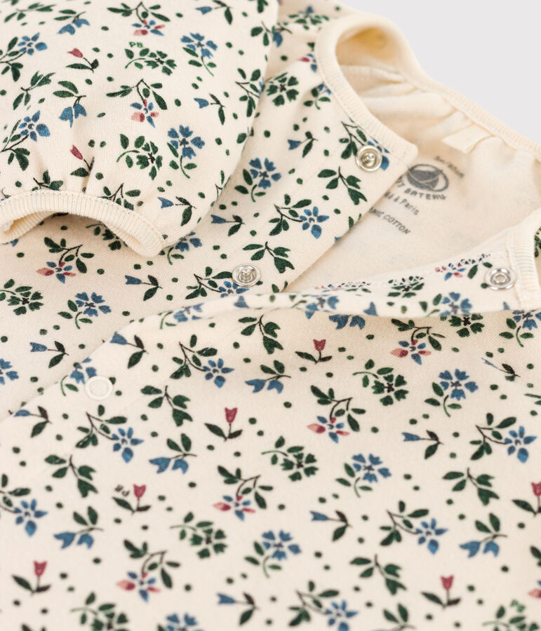 Bedruckter langer Baby-Overall aus Baumwolle naturfarben/vielfarbig