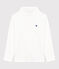 Kinder-Rollkragenshirt aus einfarbiger Baumwolle weiss MARSHMALLOW