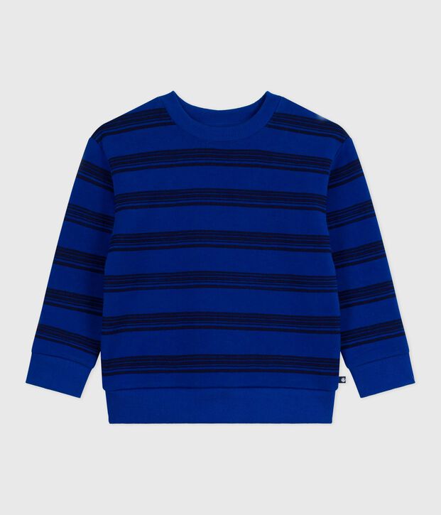 Kinder-Sweatshirt aus Baumwolle mit Streifen blau/blau