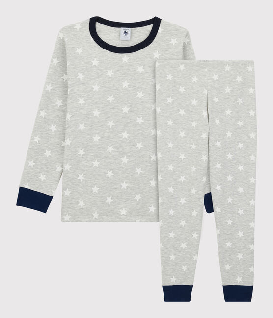 Kinderpyjama aus Baumwolle mit Sternmotiv für Jungen grau BELUGA/weiss MARSHMALLOW
