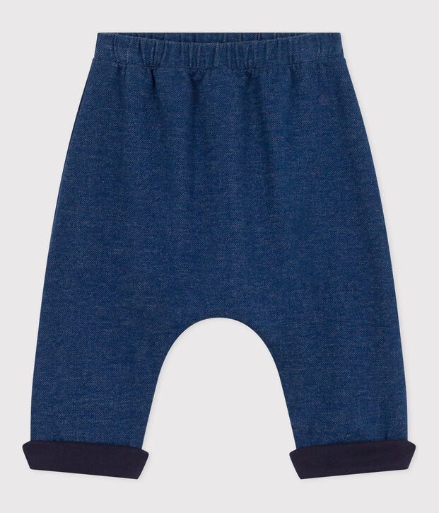Baby-Sirwalhose aus Molton in Denim-Optik blau/beige