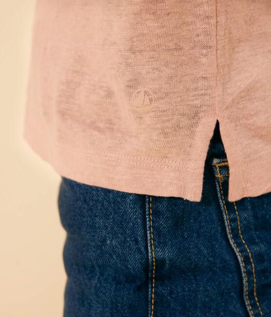 T-Shirt Le Droit aus Leinen mit Rundhalsausschnitt, Damen rosa SALINE