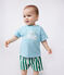 Kurzärmeliges Baby-T-Shirt aus einfarbiger Baumwolle blau AQUATIC