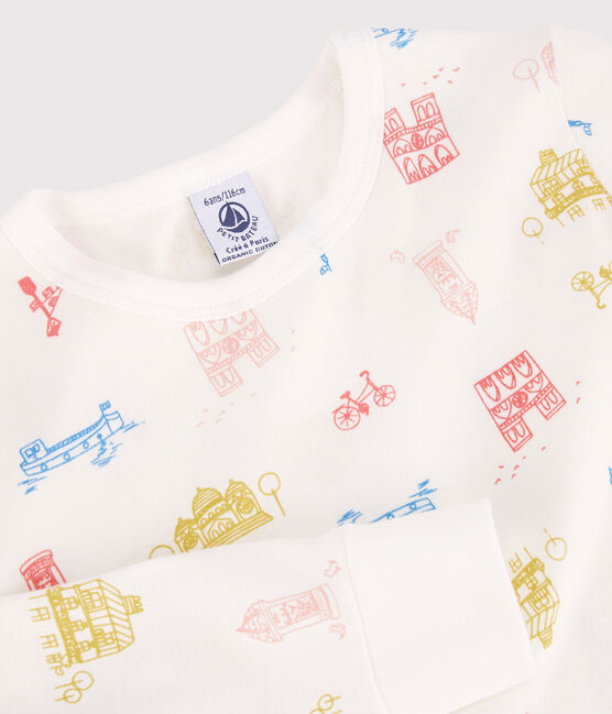 Kinderpyjama Paris aus Baumwolle weiss MARSHMALLOW/weiss MULTICO