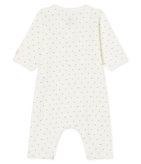 Baby-Strampler ohne Fuß aus Rippstrick weiss MARSHMALLOW/rosa GRETEL/ MULTICO