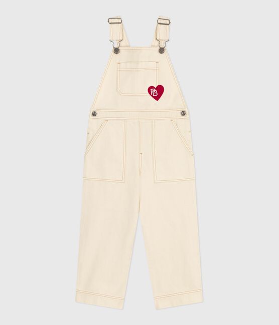 Kinder-Latzhose aus einfarbigem Denim naturfarben MILK