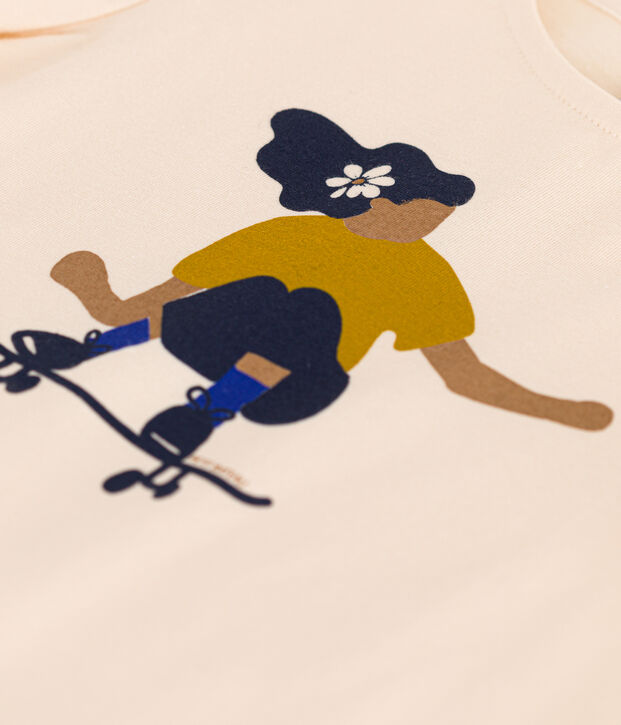 M&auml;dchen-T-Shirt aus leichtem Jerseystoff naturfarben/vielfarbig