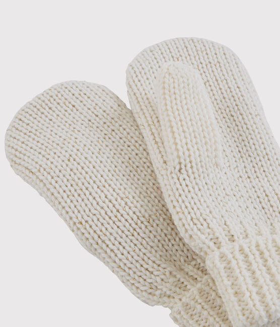 Fausthandschuhe für Mädchen weiss MARSHMALLOW/gelb OR