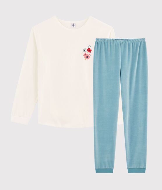 Pyjama aus Nicki für Mädchen/Damen weiss MARSHMALLOW/ BRUME