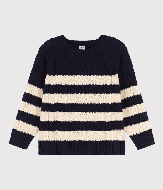 Irischer Kinderpullover aus Baumwolle mit Streifen blau SMOKING/ AVALANCHE