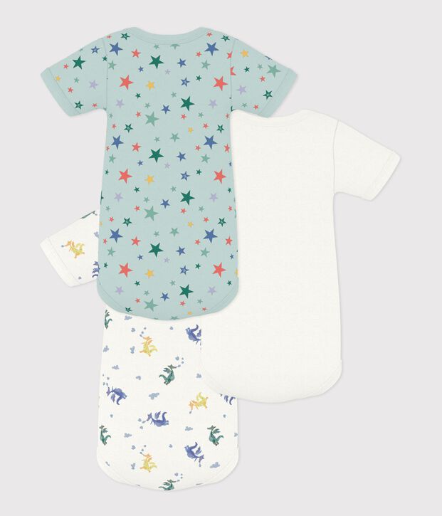 Set kurz&auml;rmelige Baby-Bodys aus Baumwolle mit Drachenmotiv vielfarbig