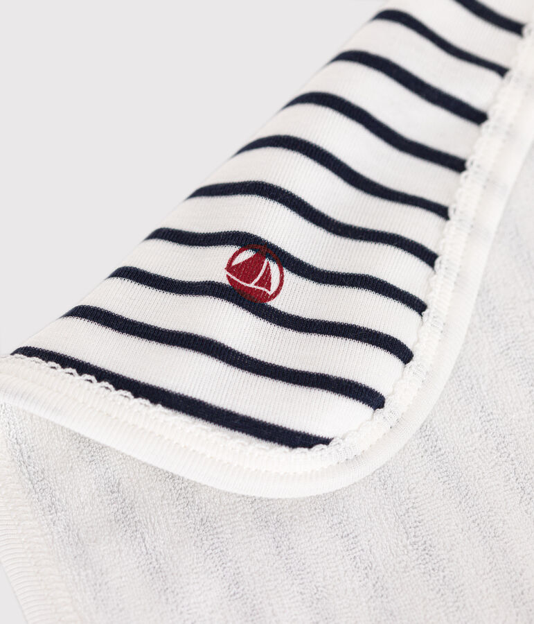 Baby-Waschlappen aus Baumwolle und Frottee mit Streifen weiss MARSHMALLOW/blau SMOKING