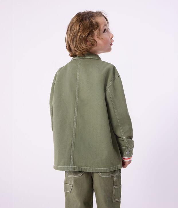 Kinder-Jacke aus einfarbiger Baumwolle OLIVINE