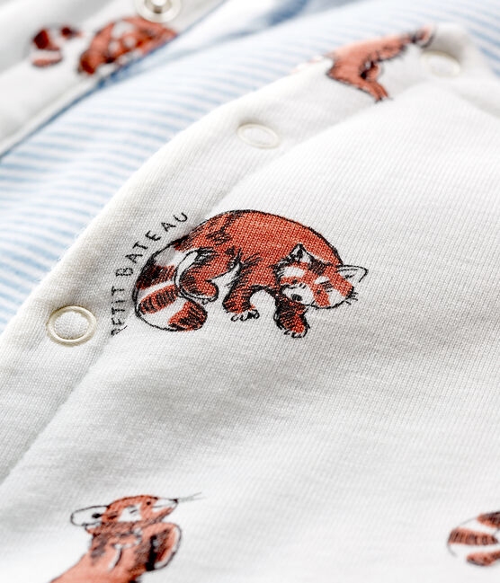 Ärmellose wendbare Baby-Jacke aus wattiertem Rippstrick für Jungen weiss MARSHMALLOW/ MULTICO CN