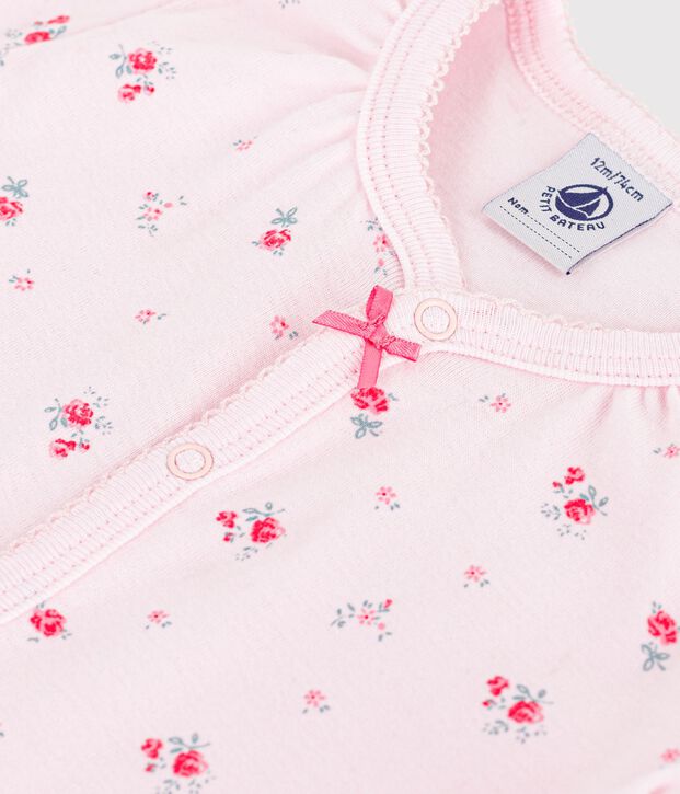 Baby-Kurzoverall aus Baumwolle mit Blumenmotiv rosa/vielfarbig