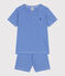 Kinder-Kurzpyjama aus Baumwolle mit Streifen blau PERSE/weiss MARSHMALLOW