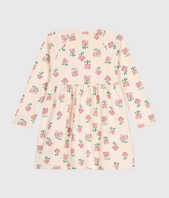 Langärmeliges Kinder-Kleid aus Molton für Mädchen weiss AVALANCHE/ MULTICO