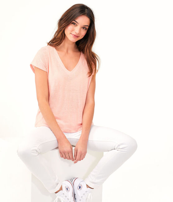 T-Shirt aus Leinen, Damen rosa PATIENCE