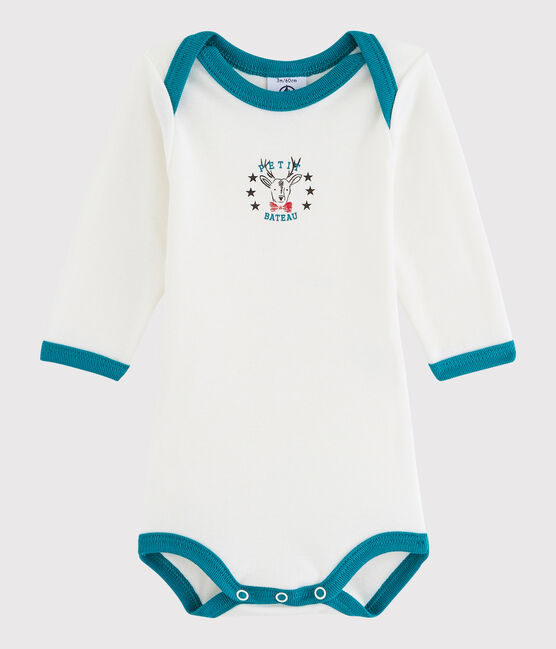 Langärmeliger Baby-Body Jungen weiss MARSHMALLOW