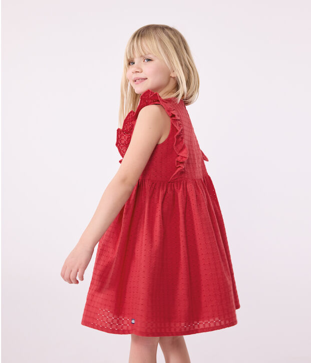 &Auml;rmelloses Kinder-Kleid aus Baumwolle rot