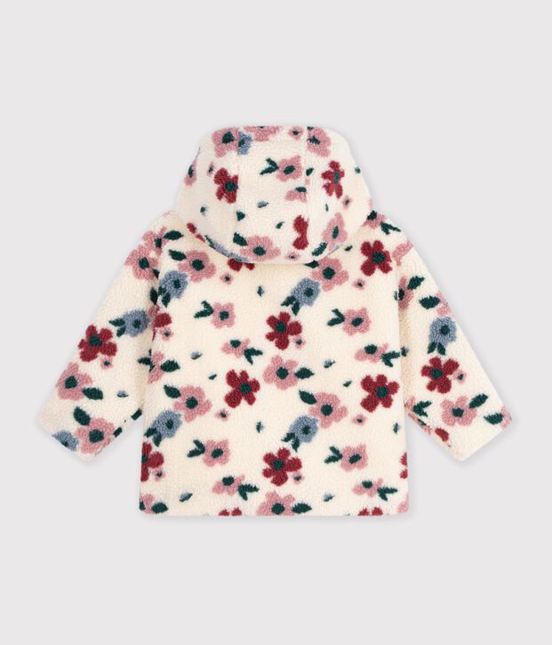 Kapuzenjacke f&uuml;r Kinder aus Sherpa mit Blumenmuster naturfarben/vielfarbig