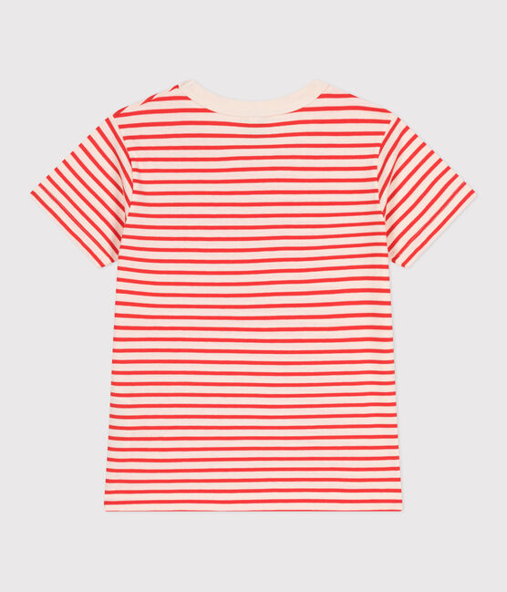 Kurzärmeliges Kinder-T-Shirt aus Baumwolle mit Streifen rot AVALANCHE/ SPICY