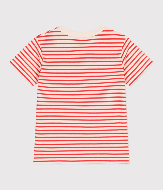 Kurz&auml;rmeliges Kinder-T-Shirt aus Baumwolle mit Streifen rot/rot