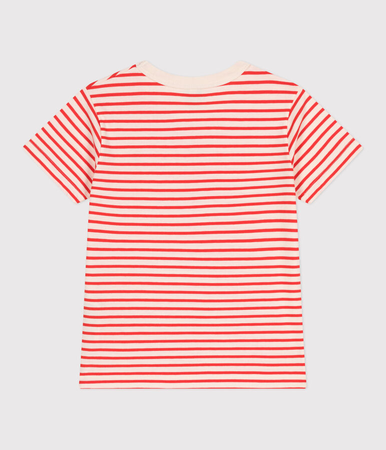 Kurz&auml;rmeliges Kinder-T-Shirt aus Baumwolle mit Streifen rot AVALANCHE/ SPICY