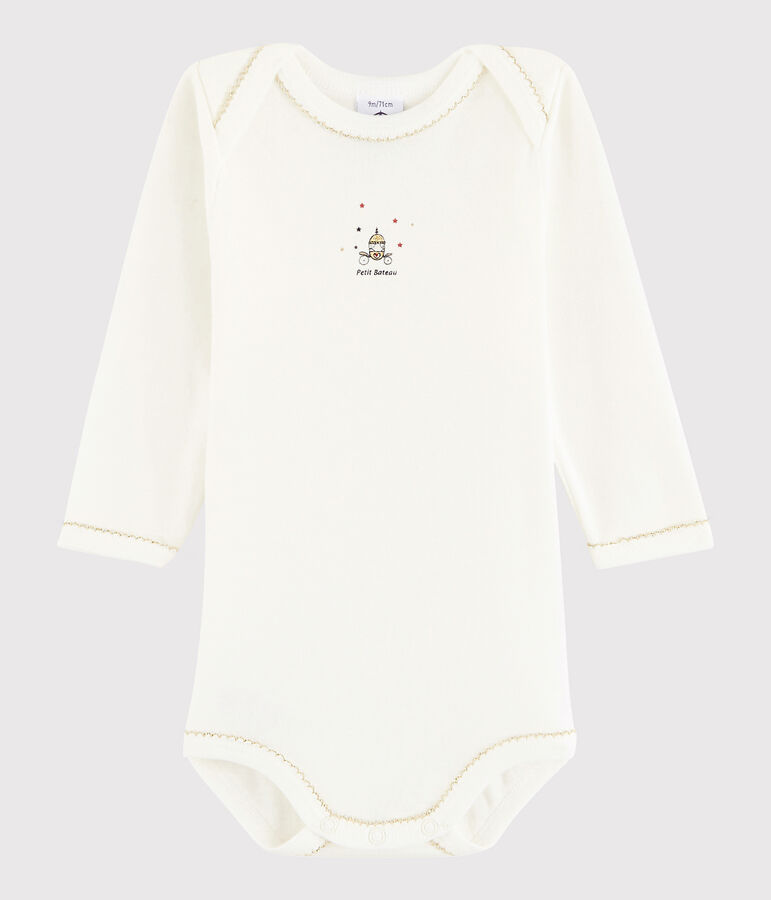 Lang&auml;rmeliger Baby-Body M&auml;dchen weiss Lait