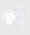 Baby-Set aus Baumwolle mit Kragen und Fuchsmotiv weiss/vielfarbig