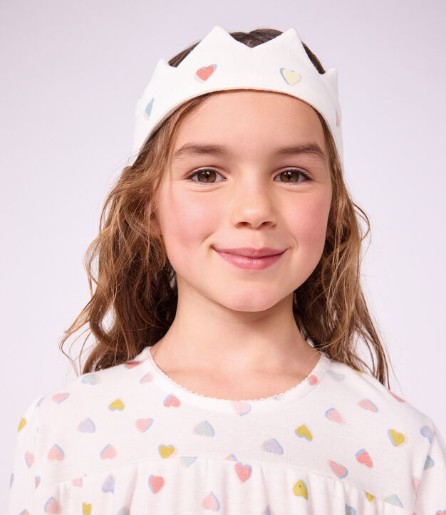 Kinder-Nachthemd zum Verkleiden Prinzessin mit Diadem aus Baumwolle weiss/vielfarbig