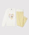 Kinderpyjama aus Frottee mit Blumenmuster für Mädchen gelb OCRE/weiss MARSHMALLOW