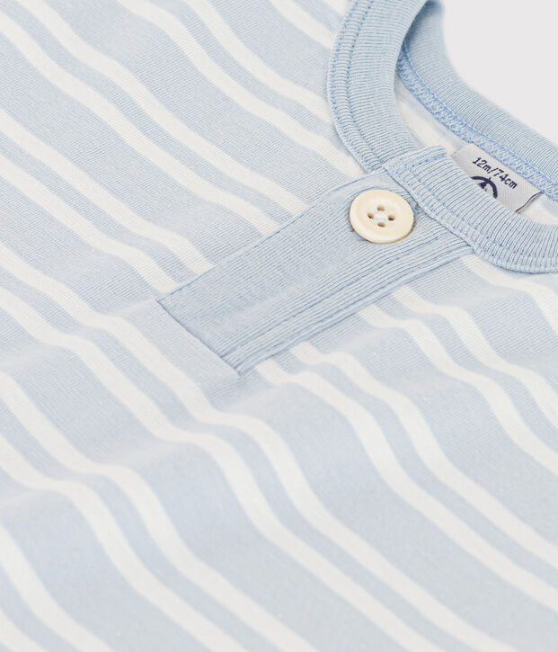 Kurz&auml;rmeliges Baby-T-Shirt aus gestreiftem Jersey. blau/weiss