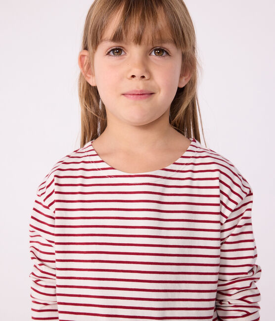 Kinder-Streifenshirt "Marinière" aus Baumwolle rot MILK/ AMARANTE
