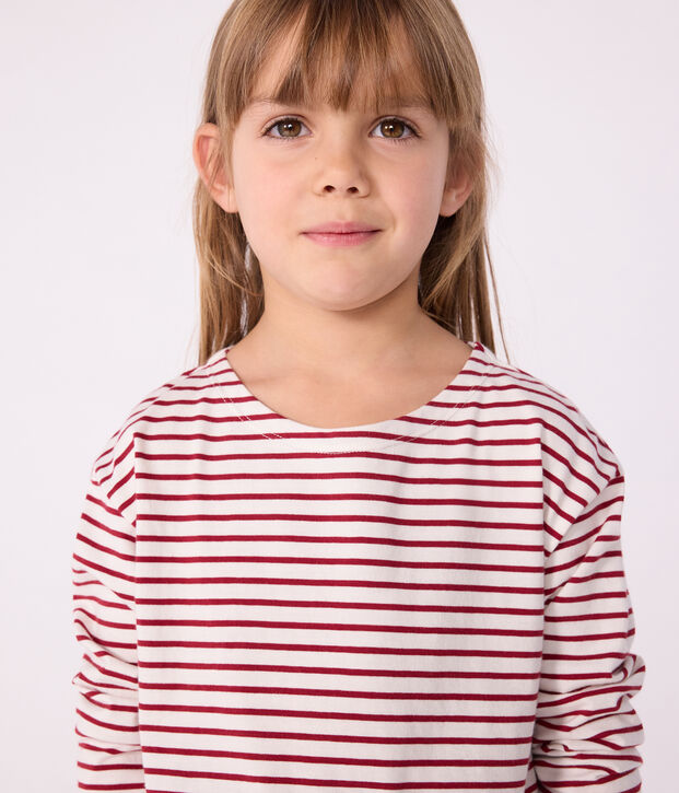 Kinder-Streifenshirt Marini&egrave;re aus Baumwolle rot/rot