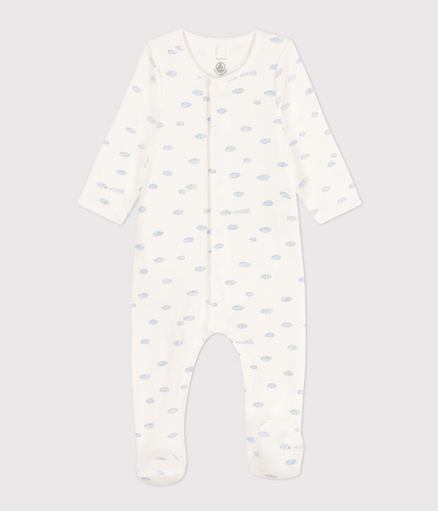 Baby-Bodyjama aus Doppeljersey weiss/vielfarbig