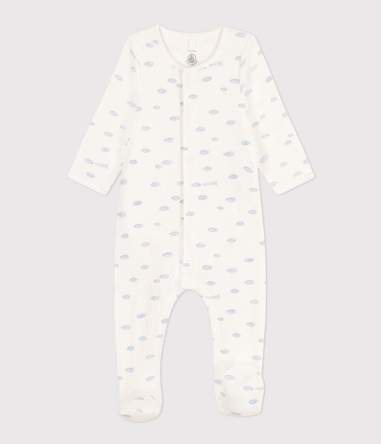 Baby-Bodyjama aus Doppeljersey weiss/vielfarbig