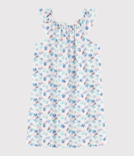 Nachthemd aus feiner Baumwolle mit Windröschen-Motiv für Mädchen weiss MARSHMALLOW/weiss MULTICO