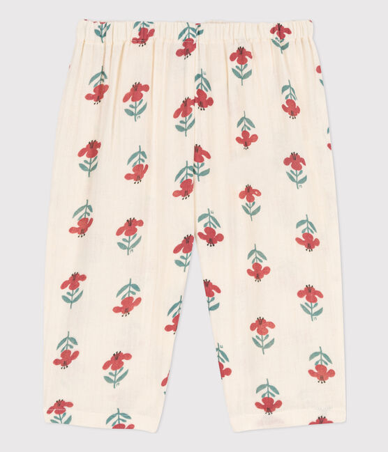 Baby-Hose aus bedrucktem Musselinstoff weiss AVALANCHE/ MULTICO