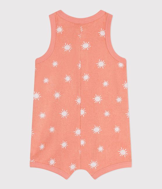 Ärmelloser Baby-Kurzoverall aus Baumwoll-Frottee mit Sonnenmuster orange ABRICOT/ MARSHMALLOW