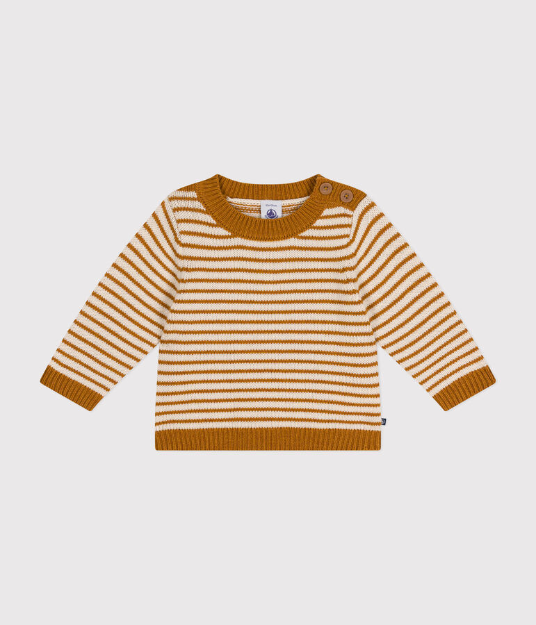 Baby-Pullover aus Woll- und Baumwollstrick braun/naturfarben