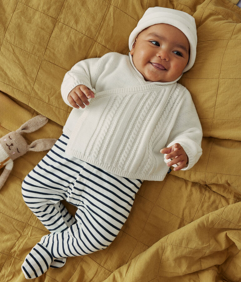 Baby-Cardigan aus Wolle und Baumwolle weiss