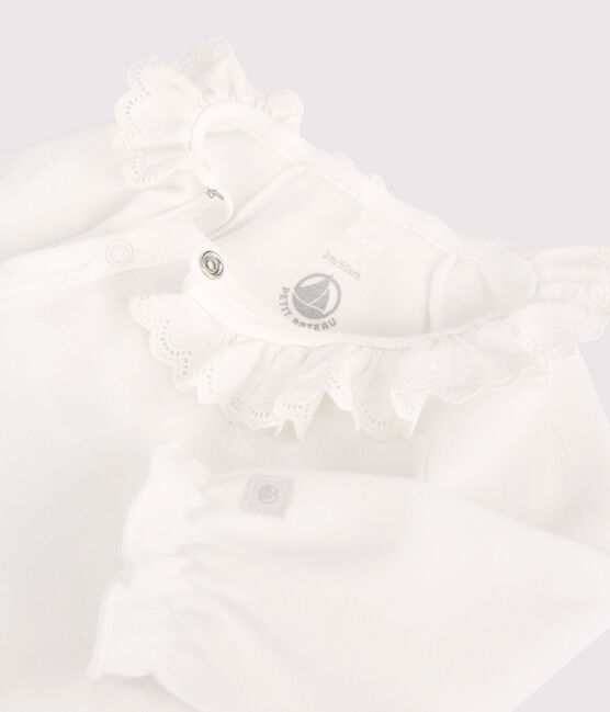 Baby-Body aus Bio-Baumwolle mit Kragen für Mädchen weiss MARSHMALLOW